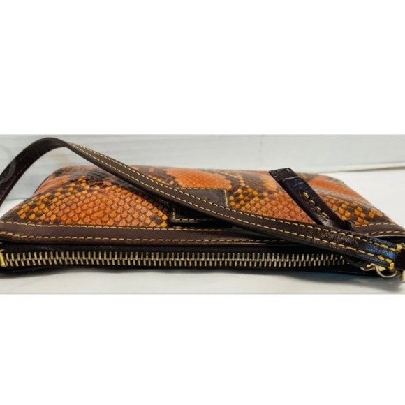 Dooney & Burke Leather Snake skin Slim Wristlet Multi Color Brown OS Dooney & Bu - Picture 4 of 4
